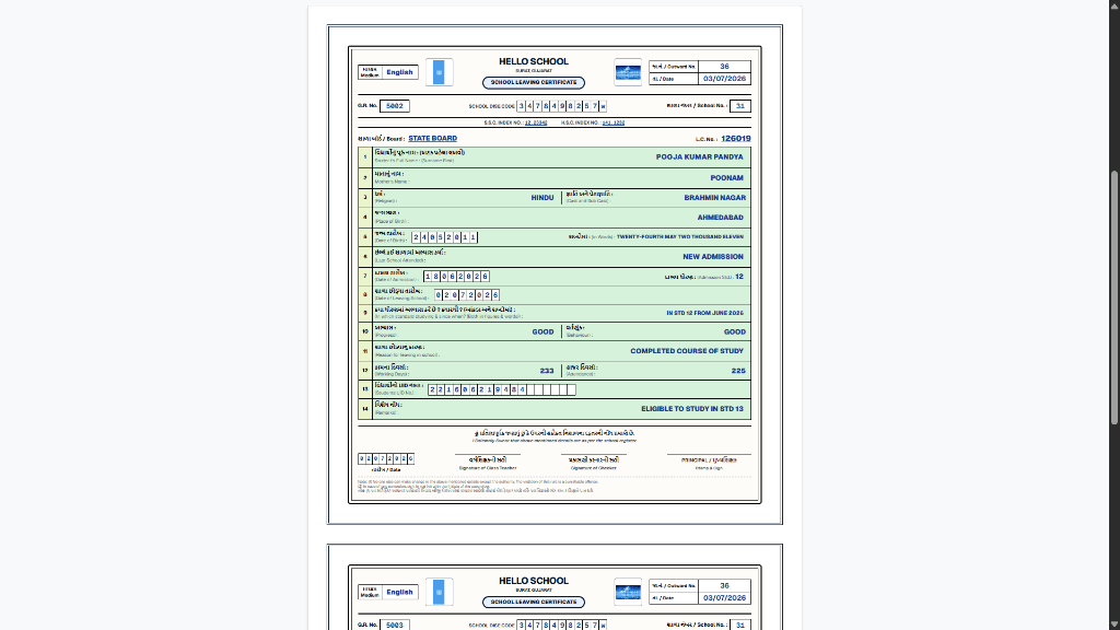 Bulk LC Printing Output Layout