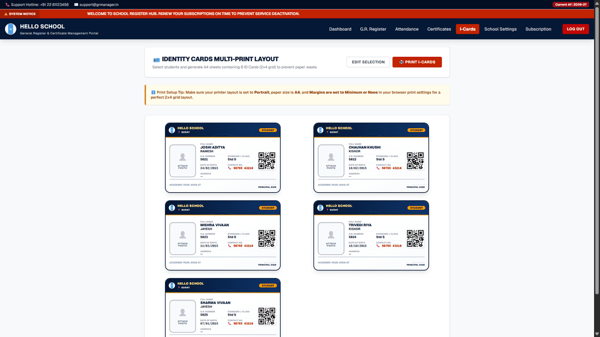 GR Manager ID Card Multi-print Layout