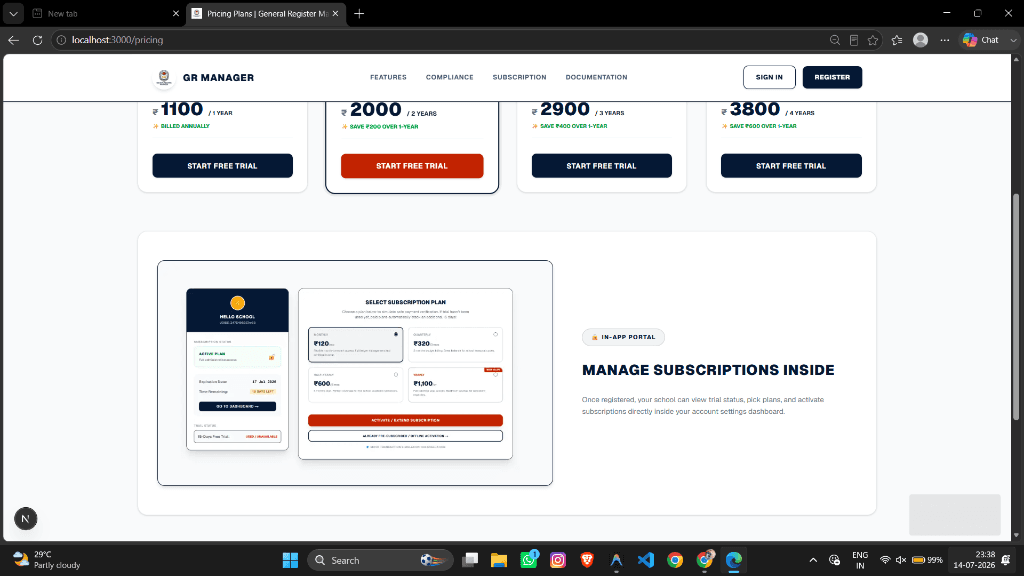 Subscription Settings Screen
